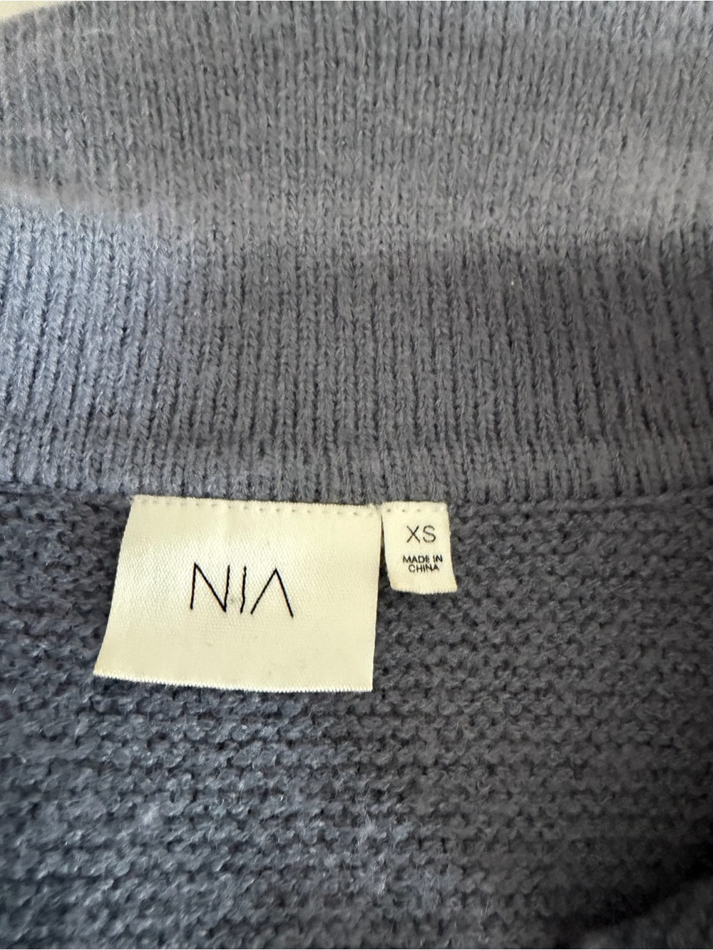 NIA Cropped Polo Knit Sweater in Slate Blue - Picture 2 of 3